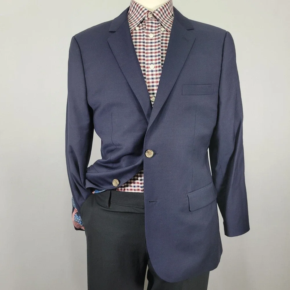 Indochino Men's Sport Coat Blazer Two Button Deep Navy Wool Blend‎ About 44R